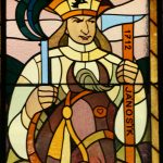 Juraj Jánošík Depiction on Stained Glass by Janko Alexy at PKO in Bratislava, Slovakia