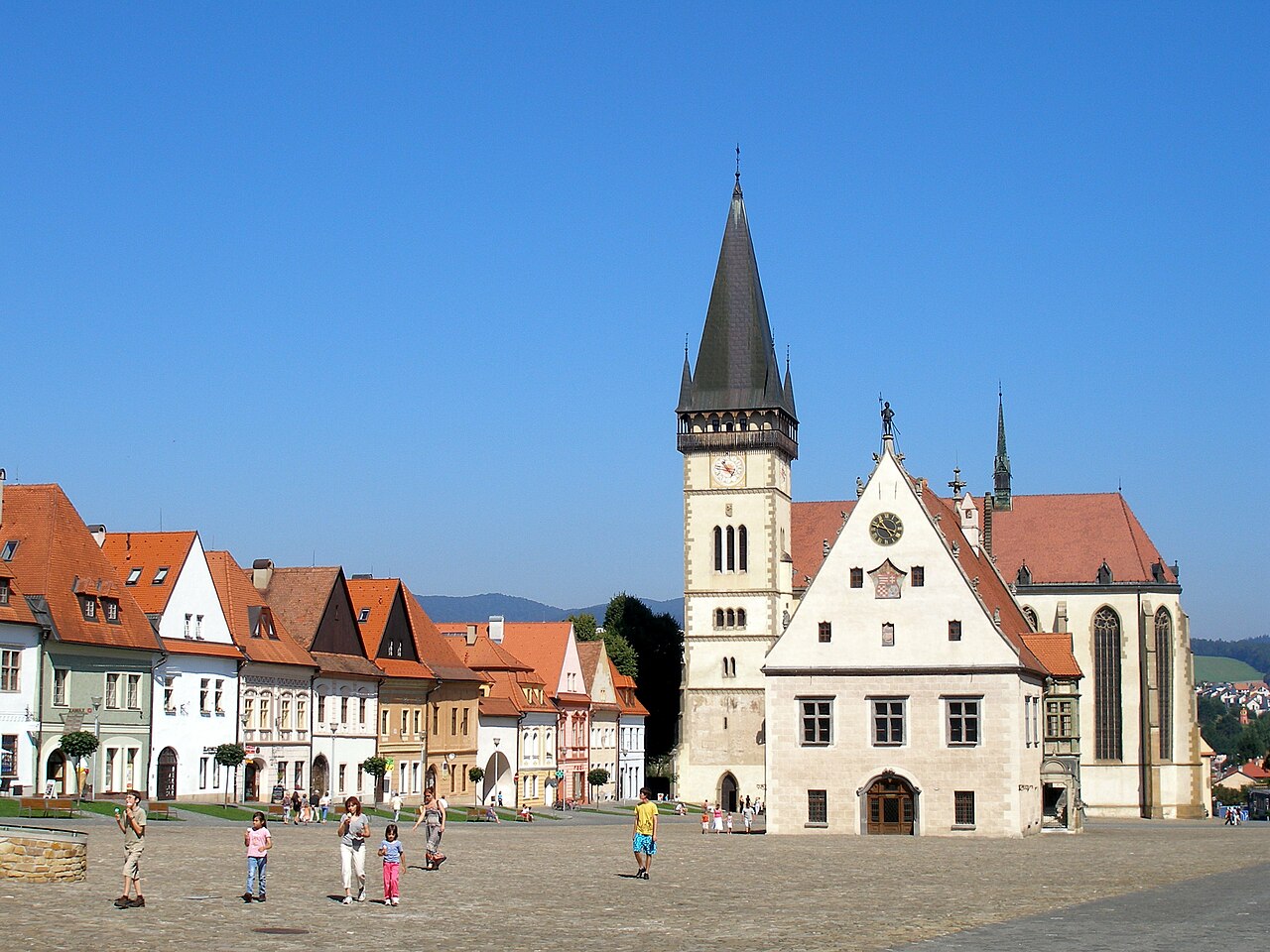 Old Town Square with the Church of St. Egidius in Bardejov