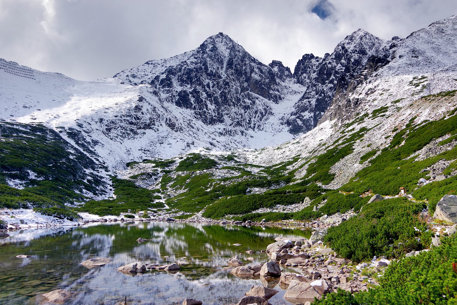 Lomnický štít Reflection in Skalnaté Pleso