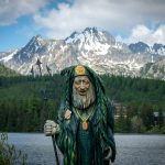 Štrbské Pleso Glacial Lake with Wooden Statue of Seasoned Aquaman